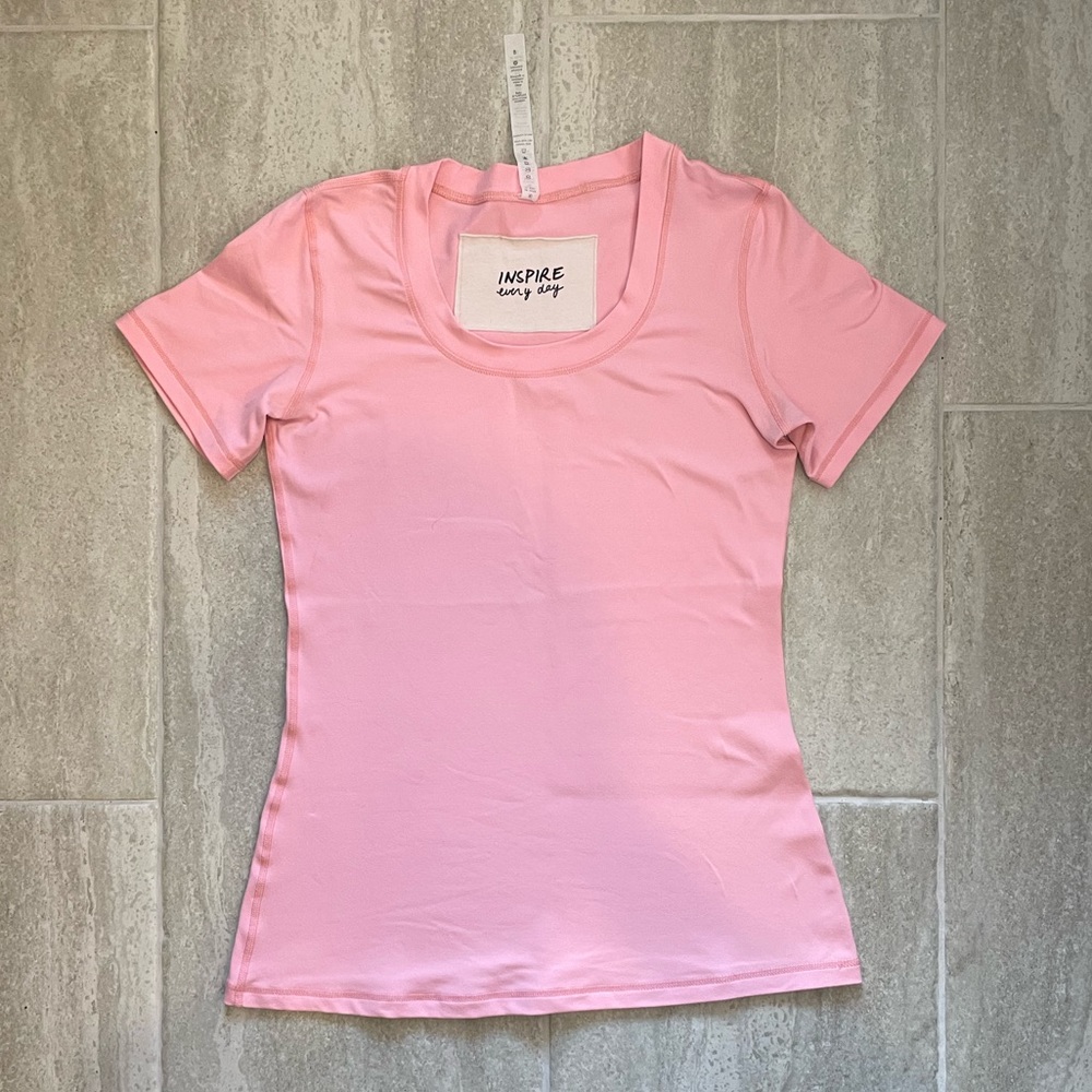 Lululemon Athletica Inspire Every Day Short Sleeve Pink Top Size 8